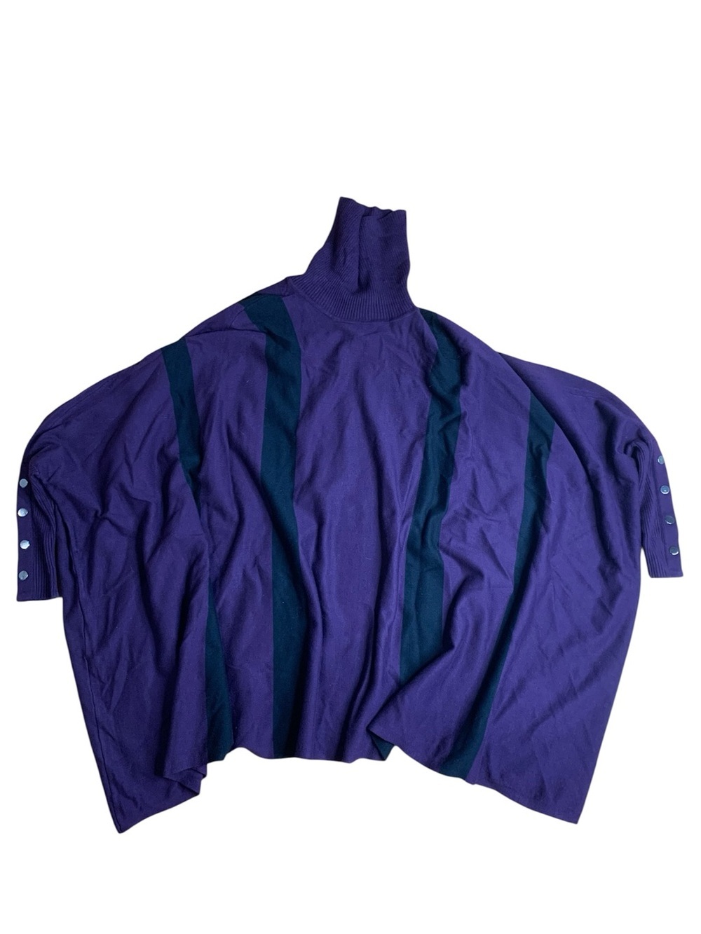 Alfani Purple & Black Striped Turtleneck Poncho Sweater Size XS